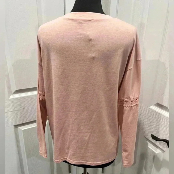 ININ pink, long sleeve shirts with lace enlay sleeves.  NWT, v- neck, comfy - Picture 3 of 7